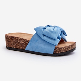 Kék Tarena női flip-flop parafa emelvényen, masnival 1