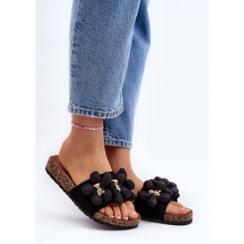 Női papucsok fekete Bunlia díszítéssel 2