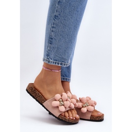 Női papucsok díszítéssel, rózsaszín Bunlia 2