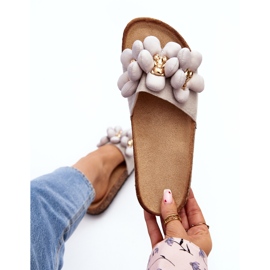 Női papucsok díszítéssel Grey Bunlia szürke 1