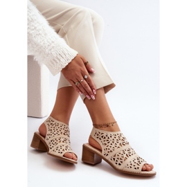Bézs áttört magassarkú szandál Serapina 1