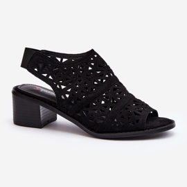 Áttört magassarkú szandál Fekete Serapina 1