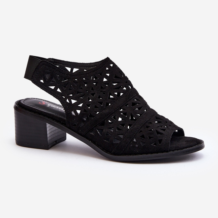 Áttört magassarkú szandál Fekete Serapina 1