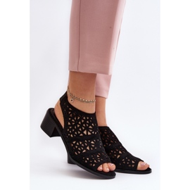 Áttört magassarkú szandál Fekete Serapina 2