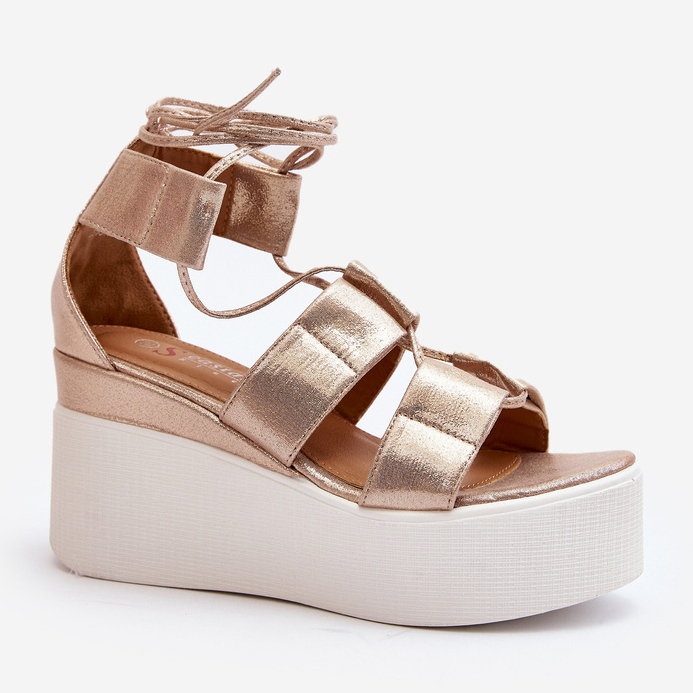 Női Helavi arany nyakkendős szandál aranysárga 2