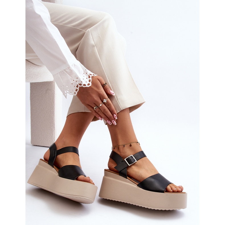 Női fekete ékszandál Geferia 1