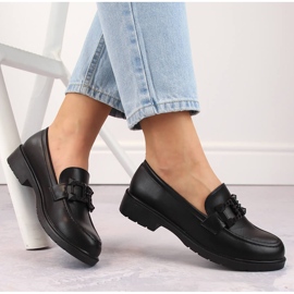 Női cipők, bebújós mokaszinok díszítéssel, fekete S.Barski HY371 1