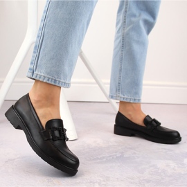 Női cipők, bebújós mokaszinok díszítéssel, fekete S.Barski HY371 2