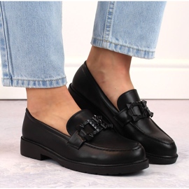 Női cipők, bebújós mokaszinok díszítéssel, fekete S.Barski HY371 3