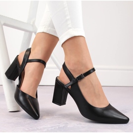 Női formális szandál magas sarkon, fekete Sergio Leone SK446 1