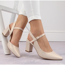 Női formális szandál magas sarkú bézs gyöngyön Sergio Leone SK446 1