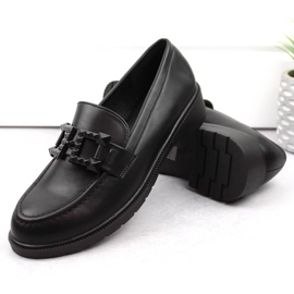 Női cipők, bebújós mokaszinok díszítéssel, fekete S.Barski HY371 6