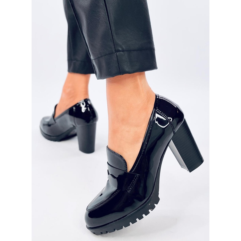 Jeffis Black lakkozott sarkú mokaszinok fekete 2