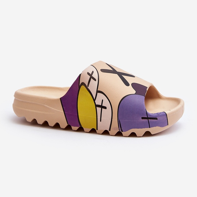 Gumi papucs Sötétbézs Monsters Printtel 1