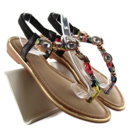 Flip-flop kövekkel C63 fekete zöld sárga piros 1