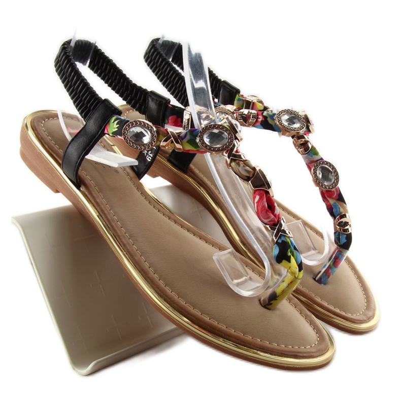 Flip-flop kövekkel C63 fekete zöld sárga piros 1