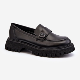 Vinceza Női mokaszin pántos fekete flanila 2