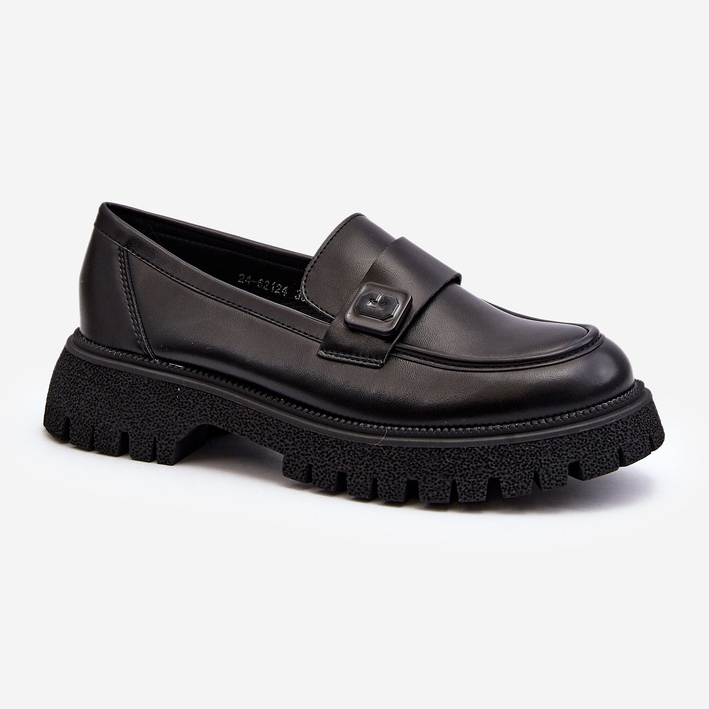 Vinceza Női mokaszin pántos fekete flanila 2