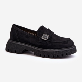 Vinceza Női mokaszin pántos fekete flanila 1