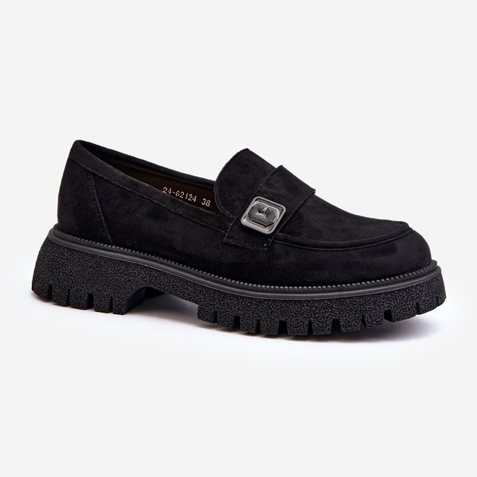 Vinceza Női mokaszin pántos fekete flanila 1