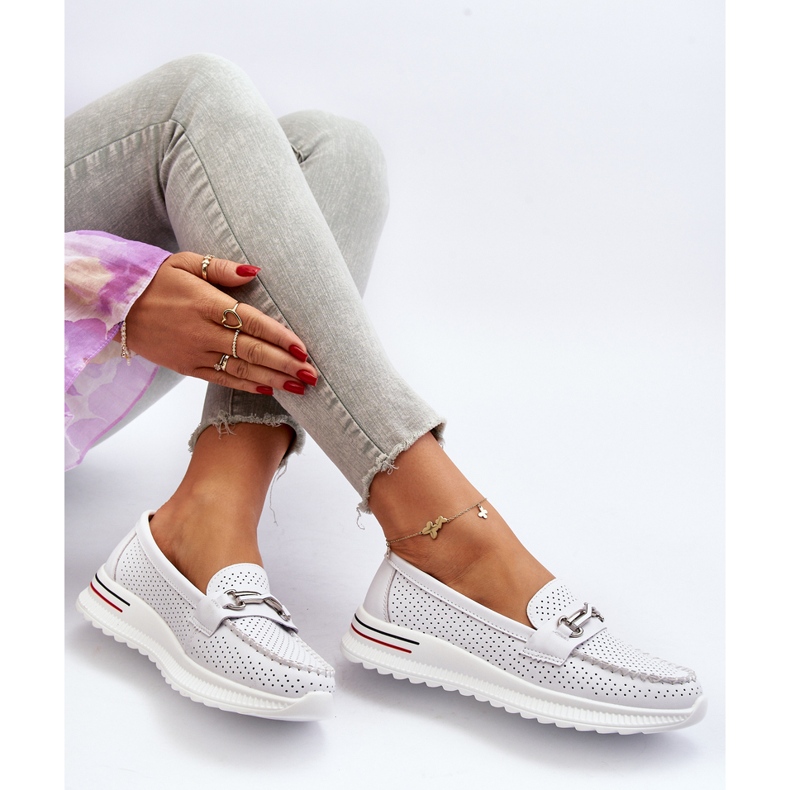 Vinceza Női bőr mokaszin fehér Veridinna 1