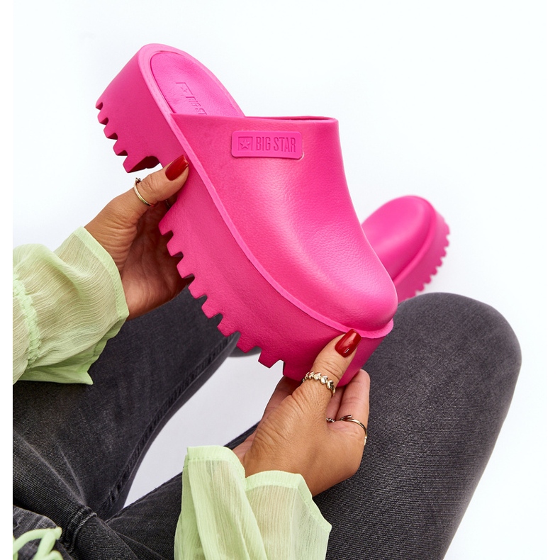 Női papucs masszív talpon Big Star NN274019 fukszia rózsaszín 2