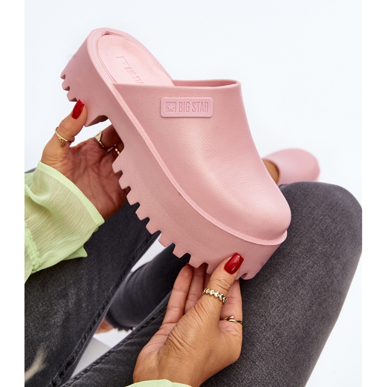 Big Star Női papucs masszív talpon, nagy csillag NN274020 rózsaszín 2 Big Star Női papucs masszív talpon, nagy csillag NN274020 rózsaszín 2