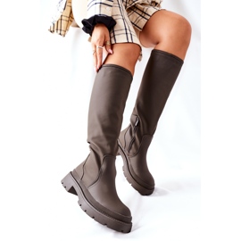 S.Barski Női magas csizma hadsereg zöld 3