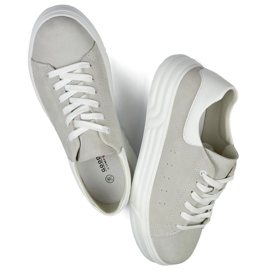 Női bőr cipő lapos talppal, szürke 1 Női bőr cipő lapos talppal, szürke 1