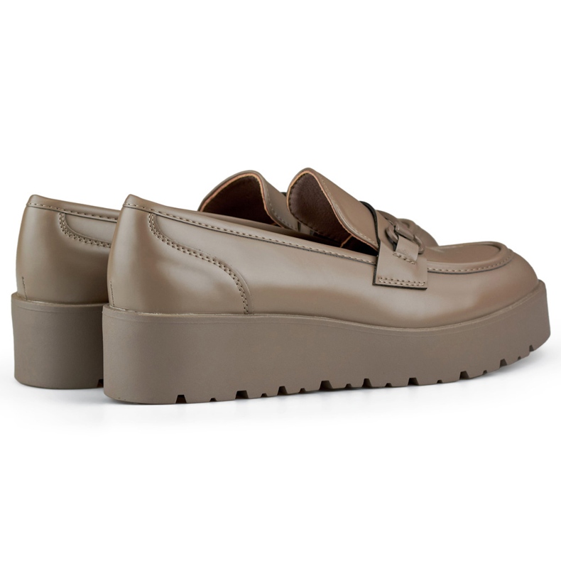 Barna női cipő alacsony ékkel, női cipő barna platformmal bézs 1