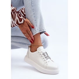 Vinceza Női bőr tornacipő díszítéssel, fehér Dysuria 1