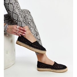Fekete csipke espadrillák a Samra platformon 2