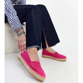 Sötét rózsaszín csipke espadrillák a Samra platformon 1
