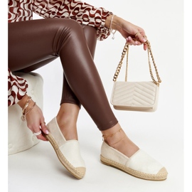 Világos bézs espadrillák fényes Ming platformon 1