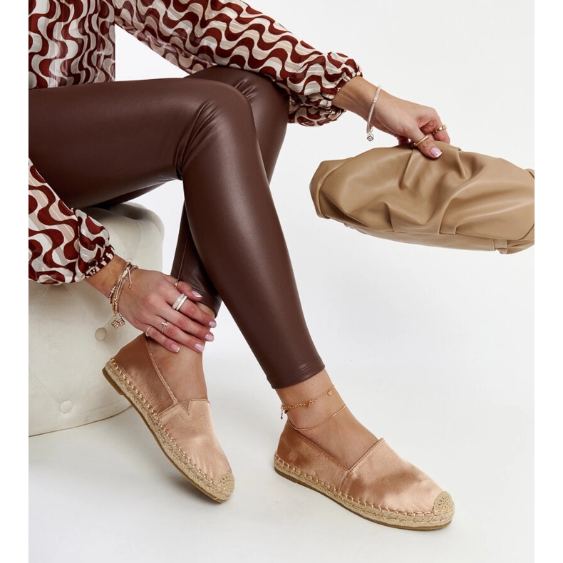 Csillogó bézs espadrillák a Caithlin platformon 1