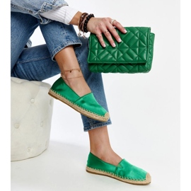 Zöld, fényes espadrillák Caithlin platformmal 1