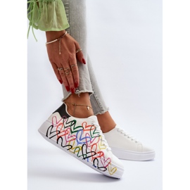 Női tornacipő szívvel, fehér Claral 1