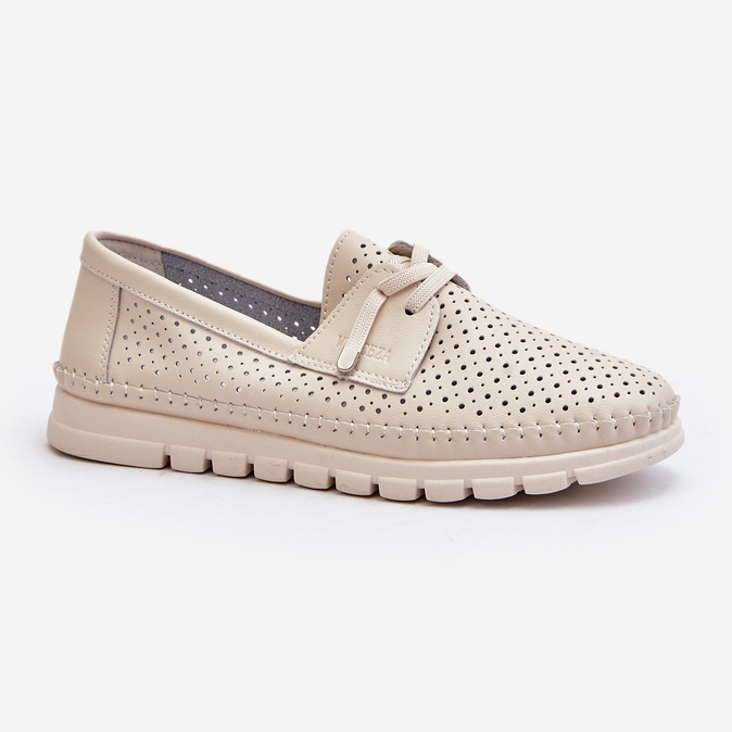 Vinceza Női áttört bézs bőrcipő Darnissa 1