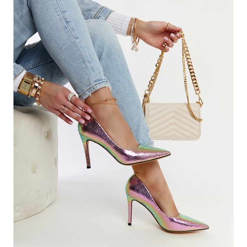 Pink metál Wines tűsarkú rózsaszín 1