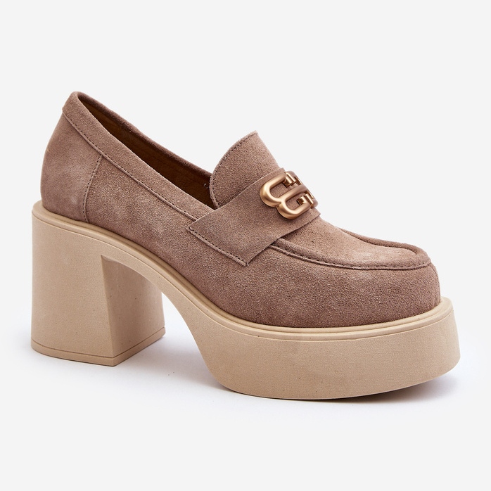 Zazoo 20170 női velúr cipő magas sarkon, bézs 1