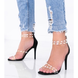 Fekete szandál Mao magas sarkán 1