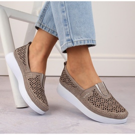 Női áttört bőrcipő, bézs T.Sokolski 0712 2