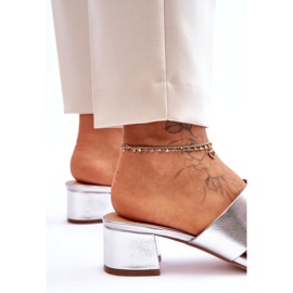 Joia Klasszikus bőr papucs alacsony sarkú, ezüst 3