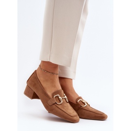 Alacsony sarkú blokkpumpák Camel Dolvira díszítéssel barna 2