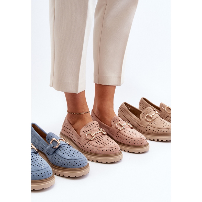 Női áttört mokaszin díszítéssel, Pink Talesse rózsaszín 1