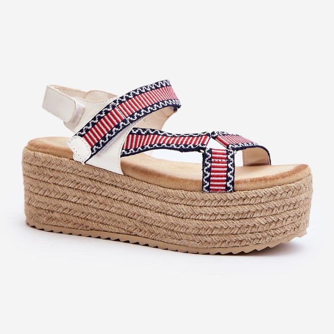 Női szandál fonott masszív talpon, fehér Luminea 2