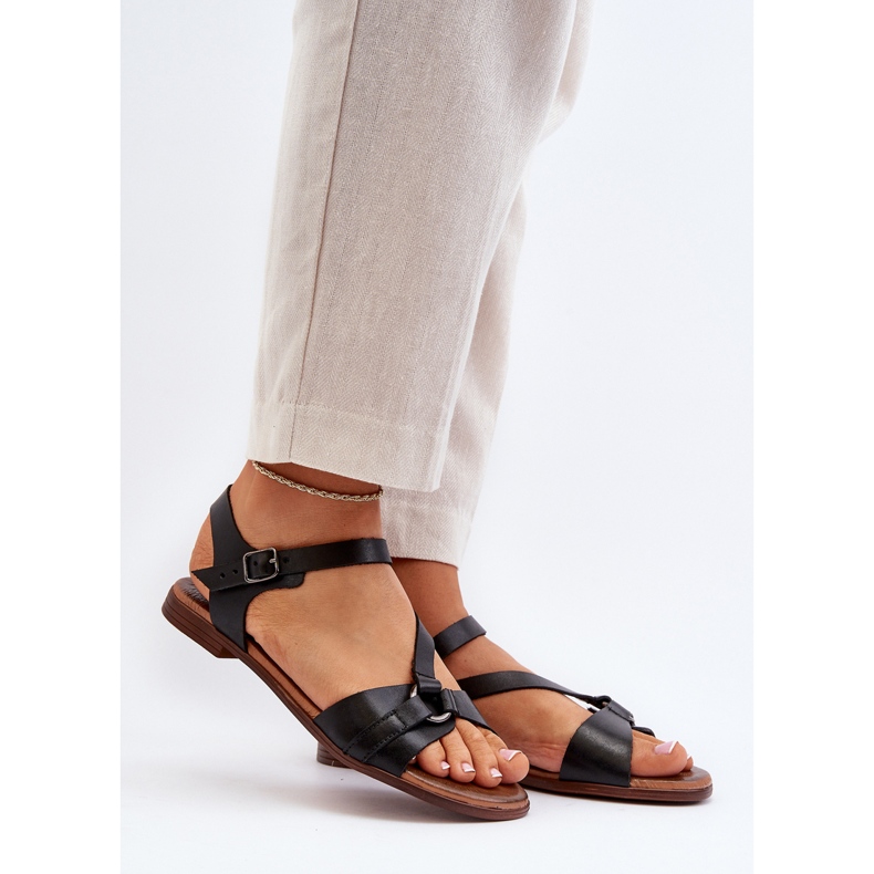 Zazoo 40182 női bőr szandál fekete 2