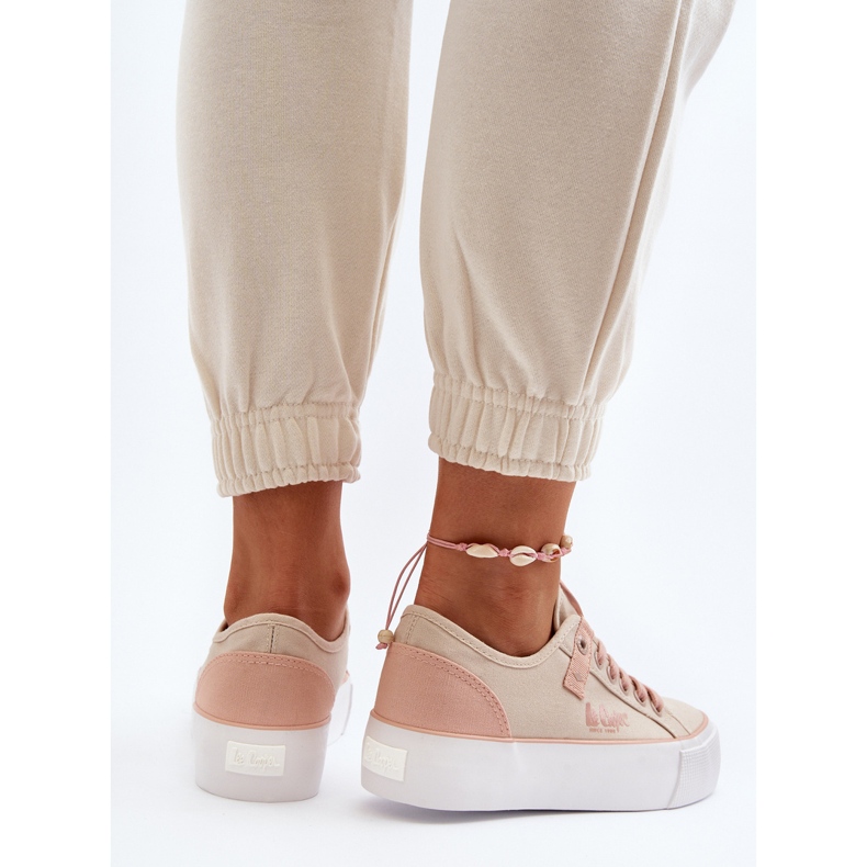 Lee Cooper LCW-24-31-2196 női szövet tornacipő, bézs 2