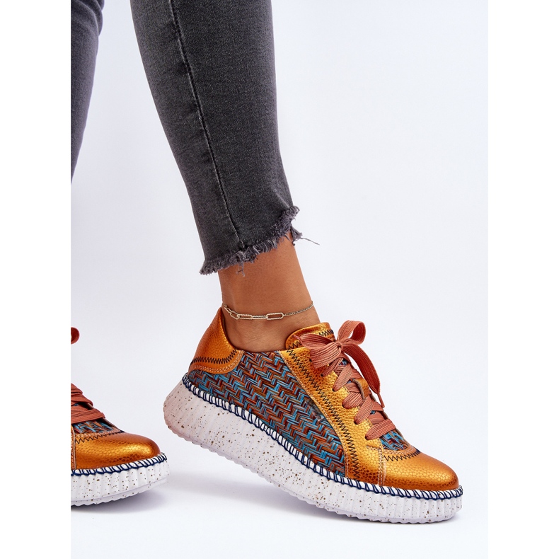 Bőr női sportcipő Maciejka 06327-18 narancs narancssárga 2