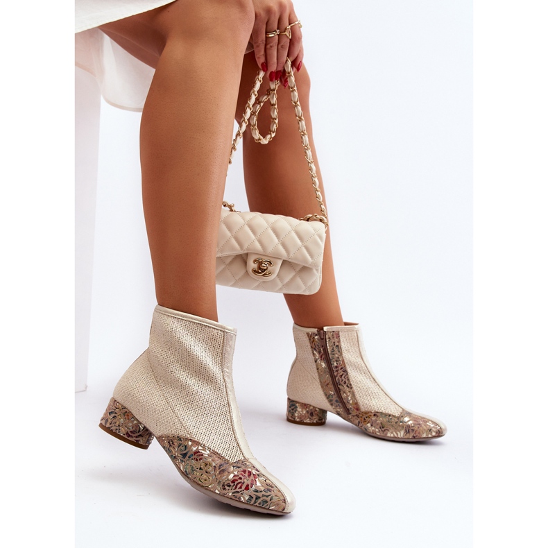 Fonott magassarkú csizma Maciejka 04937-22 világos bézs 1